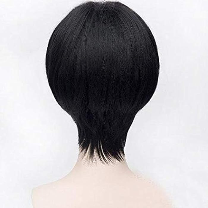 Men's Black Short Straight Hair Wig - Image 5